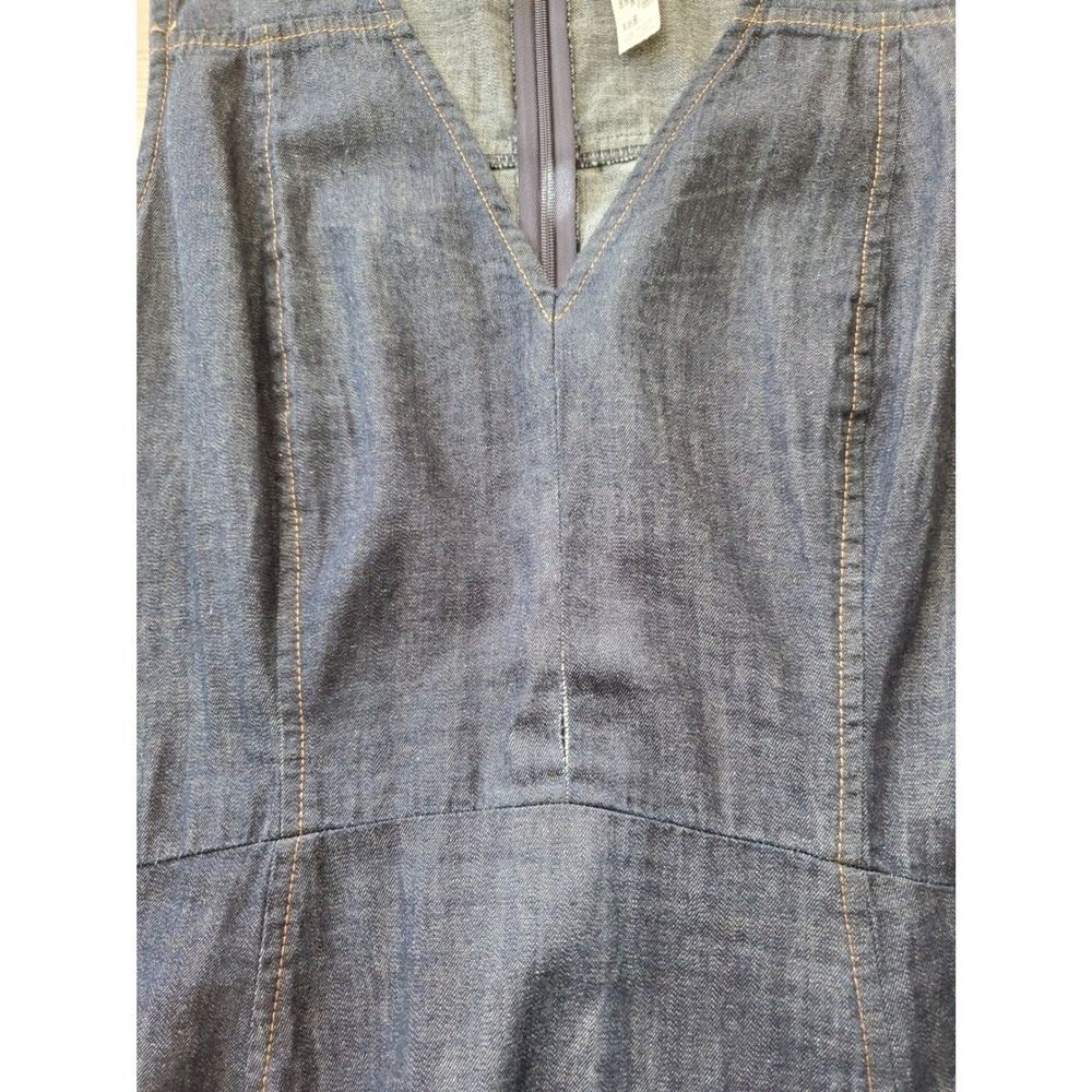 Madewell Denim V-Neck Maxi Dress 100% Cotton Sleeveless Size 12 - Picture 13 of 16